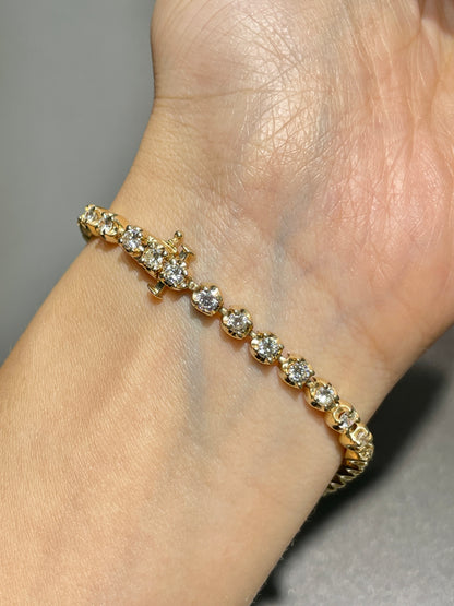Vintage 14K Gold 3.70 CTW Diamond Tennis Bracelet