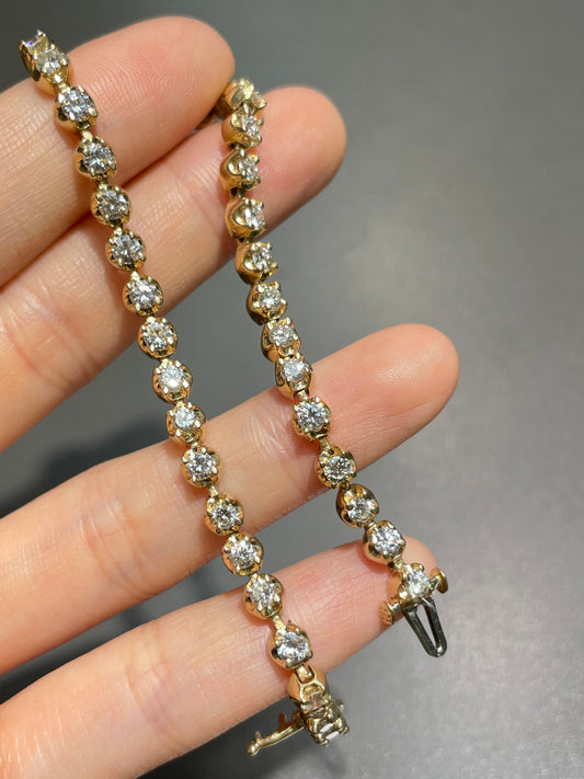 Vintage 14K Gold 3.70 CTW Diamond Tennis Bracelet