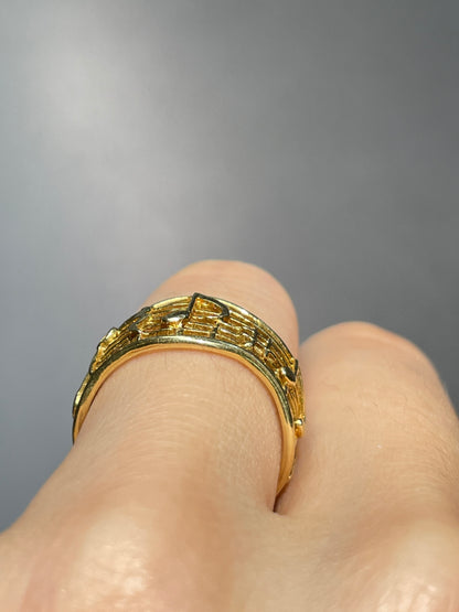 Vintage 18K Gold Music Note Band Ring