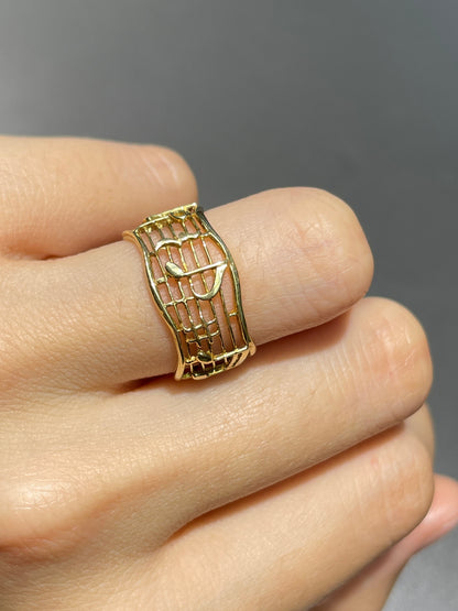Vintage 18K Gold Music Note Band Ring