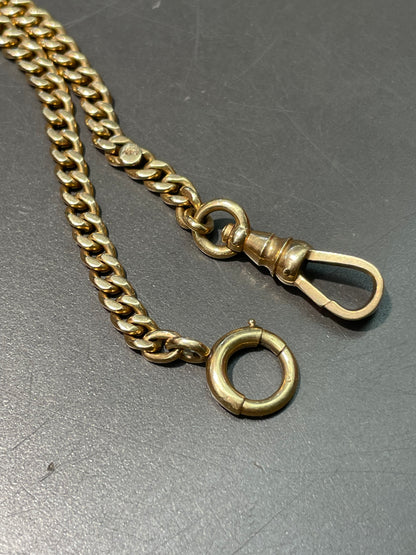 Vintage 14K Yellow Gold 4.0 mm Curb Link Albert Watch Chain Necklace
