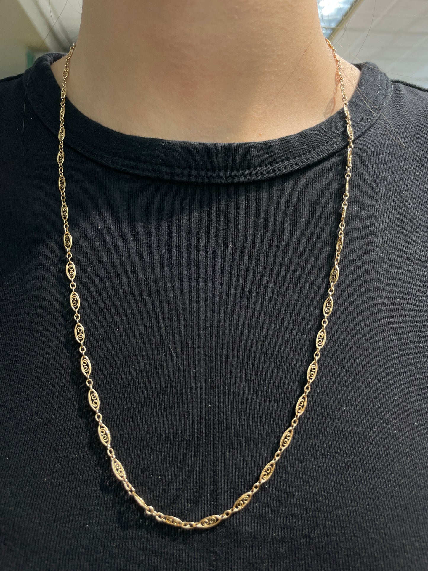 Vintage 14K Gold Filigree Chain Necklace