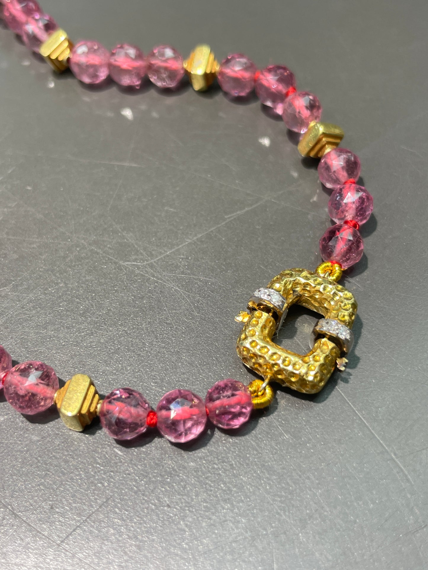 Vintage 18K Gold Feaceted Tourmaline Bead Necklace