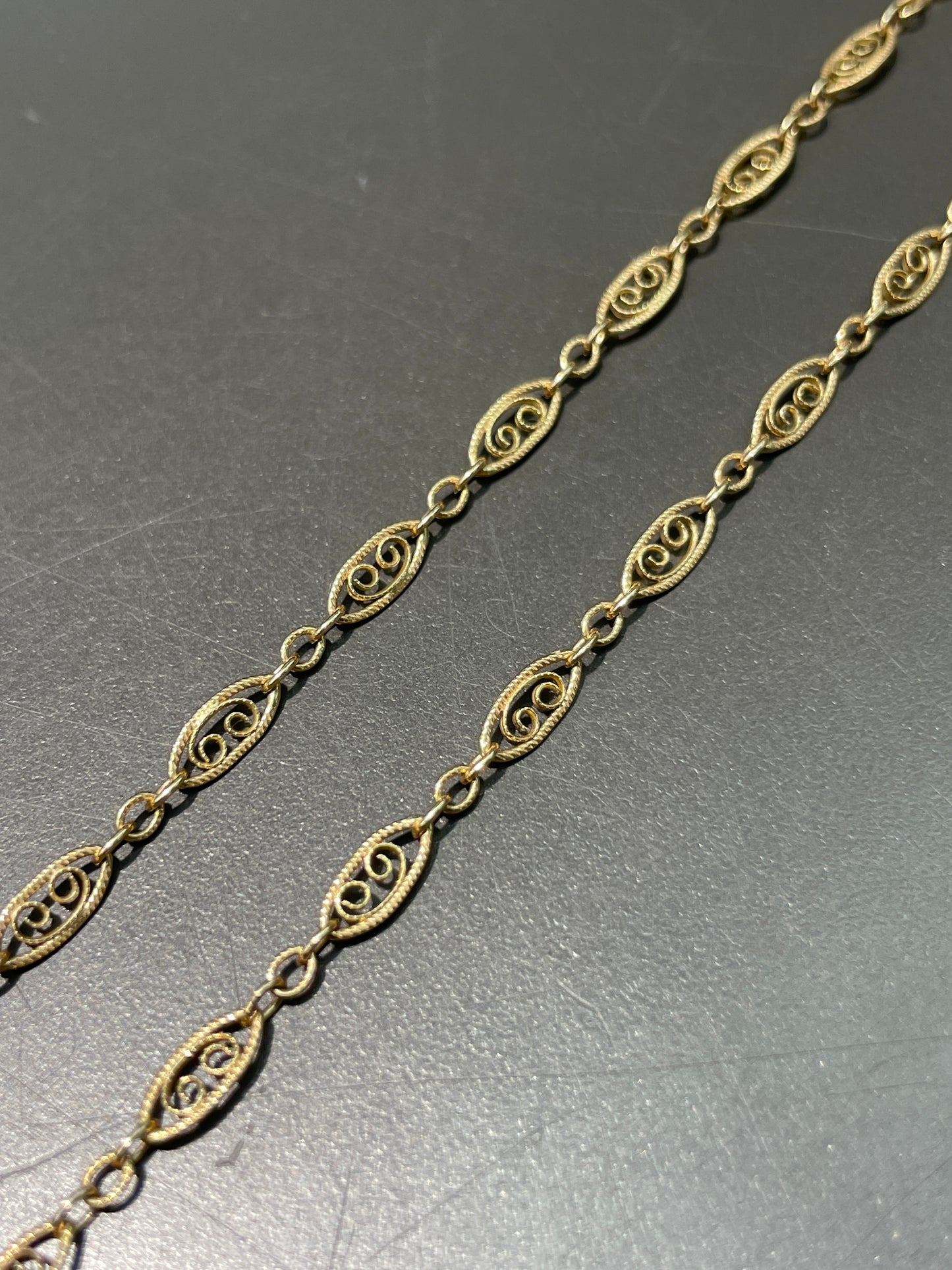 Vintage 14K Gold Filigree Chain Necklace