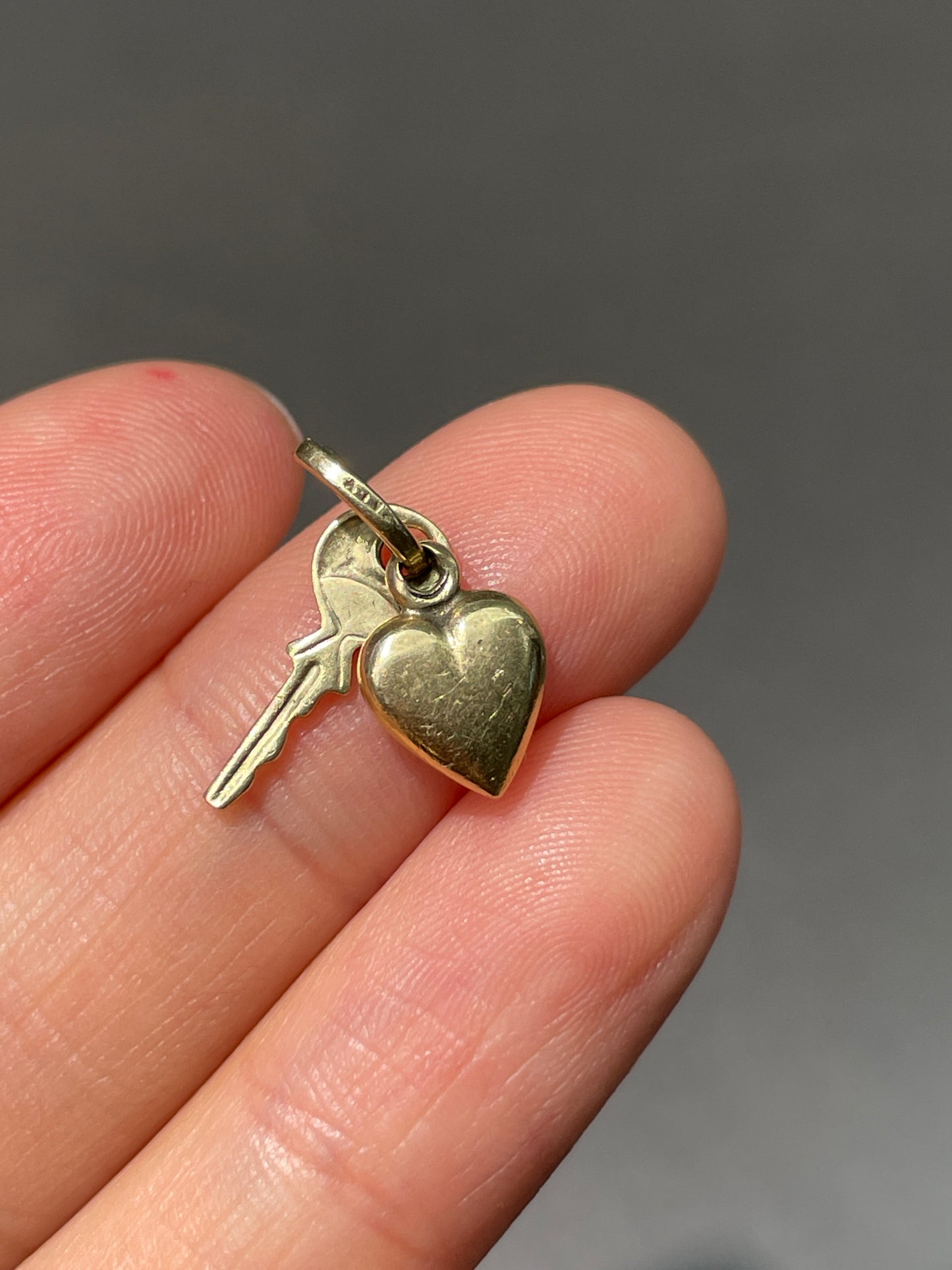 Vintage 14K Gold Heart Key Charm