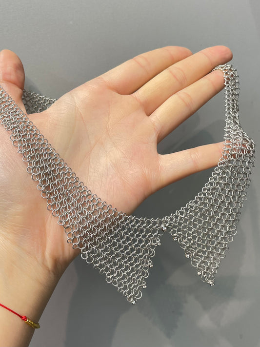 18K White Gold 0.18 CTW Diamond Mesh Collar Statement Necklace