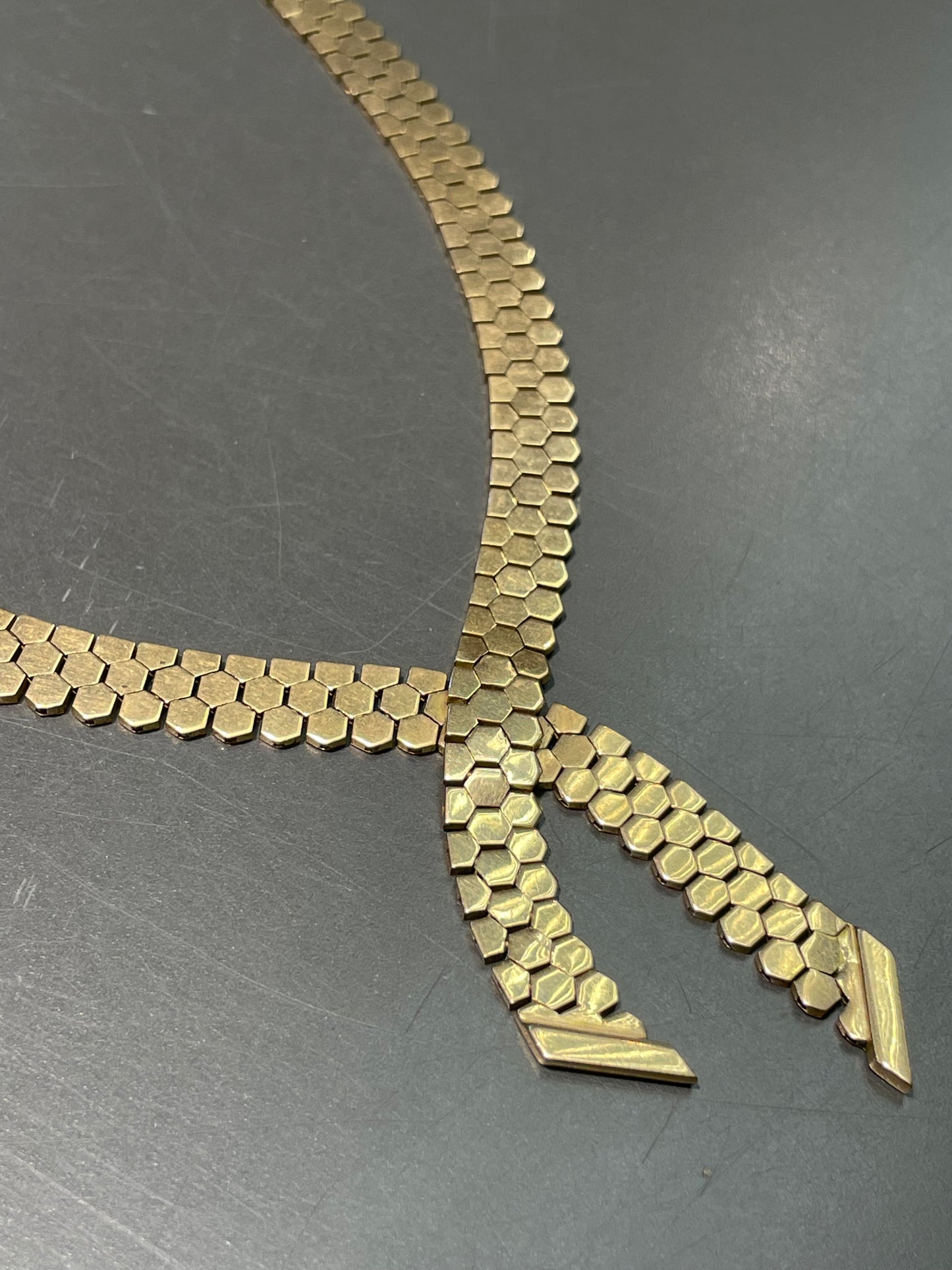 Vintage 18K Yellow Gold Lariat Statement Necklace