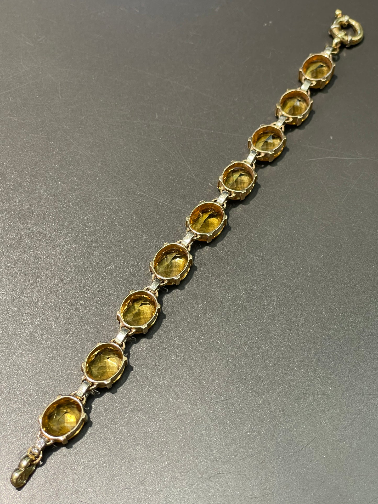 Vintage 14K Yellow Gold Citrine 34.47 CTW Citrine Diamond Bracelet