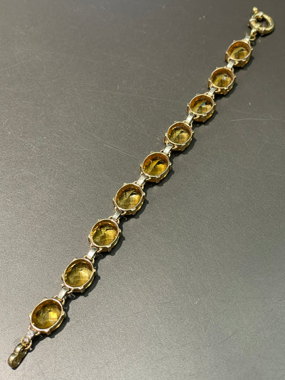 Vintage 14K Yellow Gold Citrine 34.47 CTW Citrine Diamond Bracelet