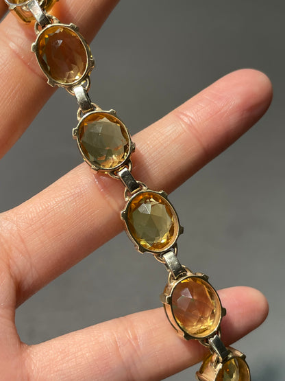 Vintage 14K Yellow Gold Citrine 34.47 CTW Citrine Diamond Bracelet