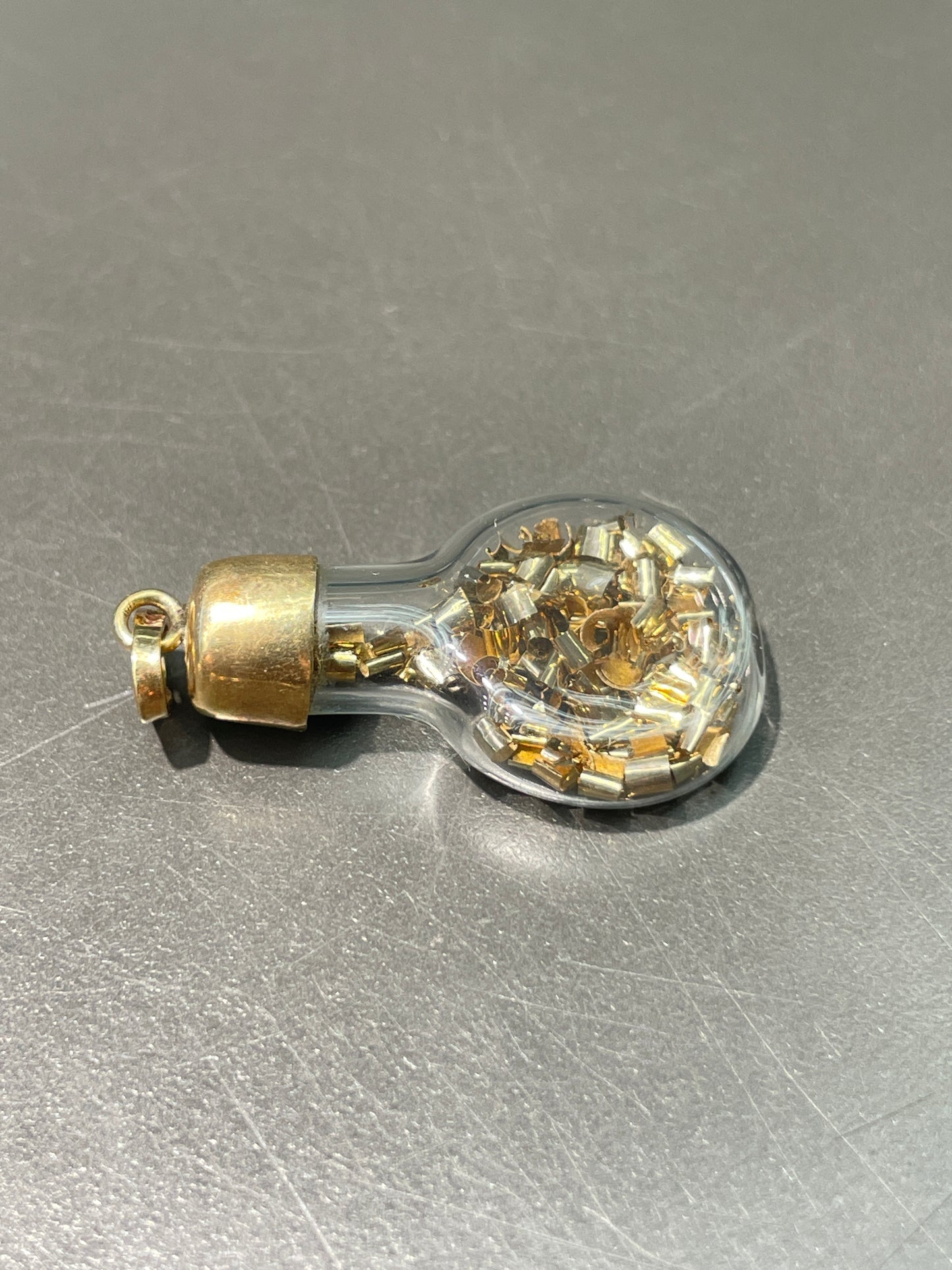 Vintage 14K Gold Shavings Shaker Bottle Charm