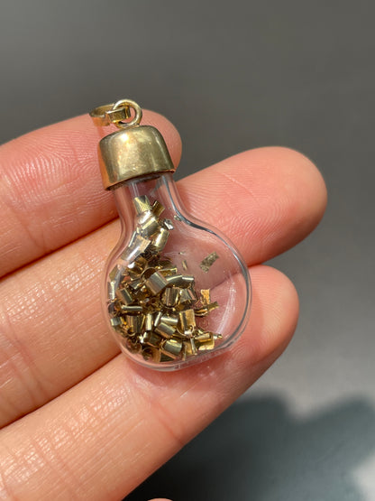 Vintage 14K Gold Shavings Shaker Bottle Charm