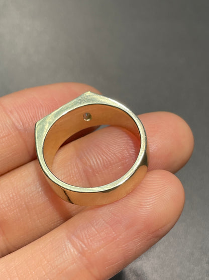 14K Gold Baguette Diamond Signet Ring