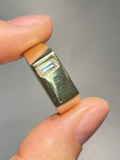 14K Gold Baguette Diamond Signet Ring