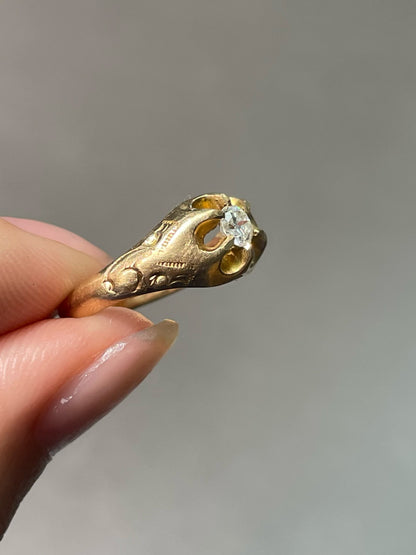 Antique 14K Yellow Gold 0.15 CTW Diamond Motif Belcher Ring SZ 4