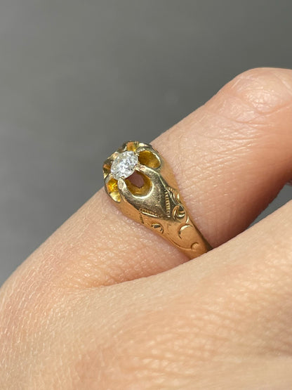 Antique 14K Yellow Gold 0.15 CTW Diamond Motif Belcher Ring SZ 4