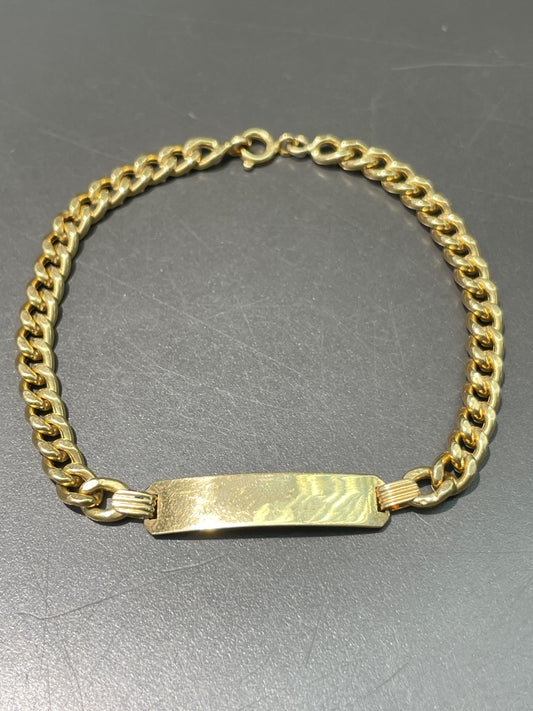 Vintage 18K Gold Tag Curb Link Bracelet