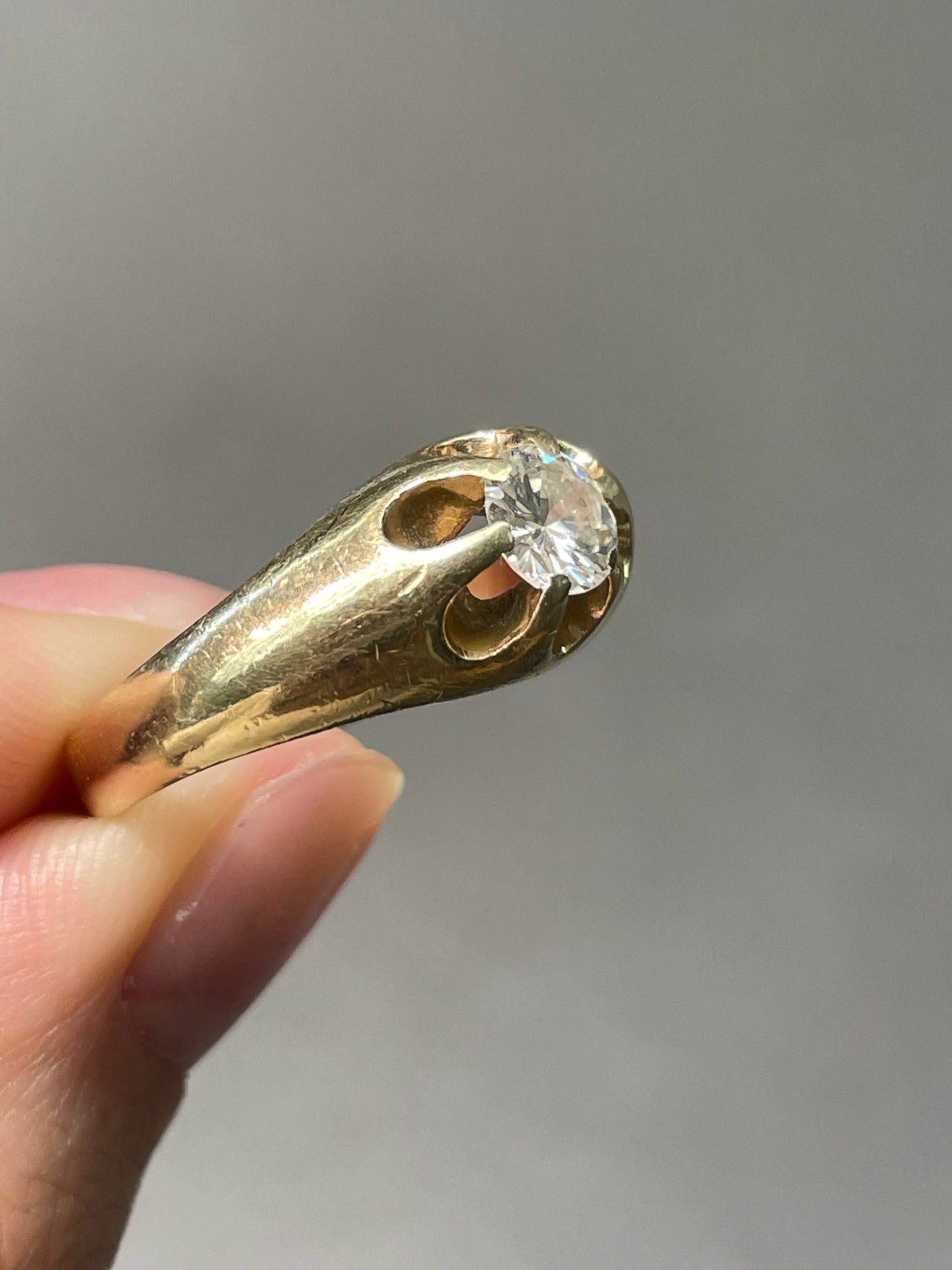 Vintage 14K Yellow Gold 0.60 CTW Diamond Belcher Ring SZ 8.5