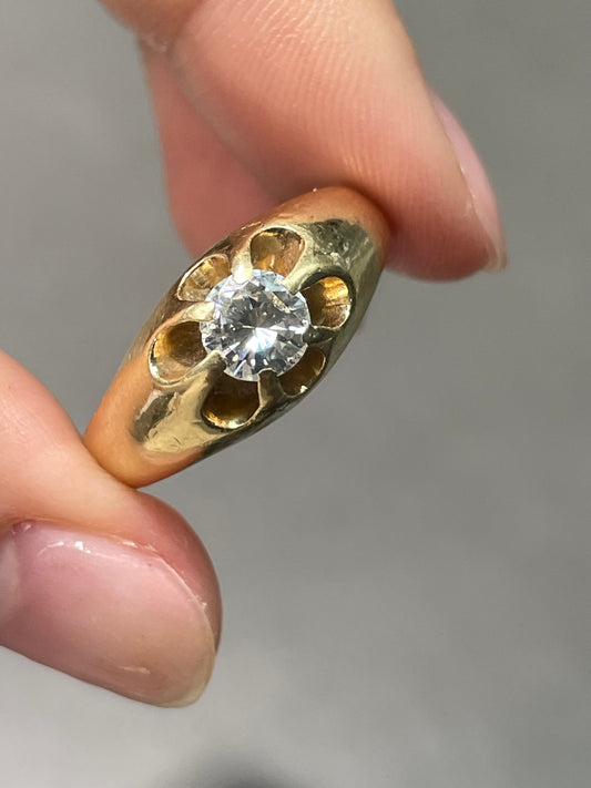 Vintage 14K Yellow Gold 0.60 CTW Diamond Belcher Ring SZ 8.5