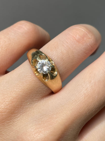 Vintage 14K Yellow Gold 0.60 CTW Diamond Belcher Ring SZ 8.5