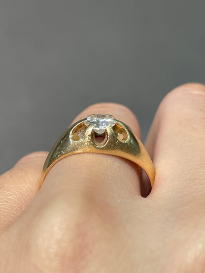 Vintage 14K Yellow Gold 0.60 CTW Diamond Belcher Ring SZ 8.5