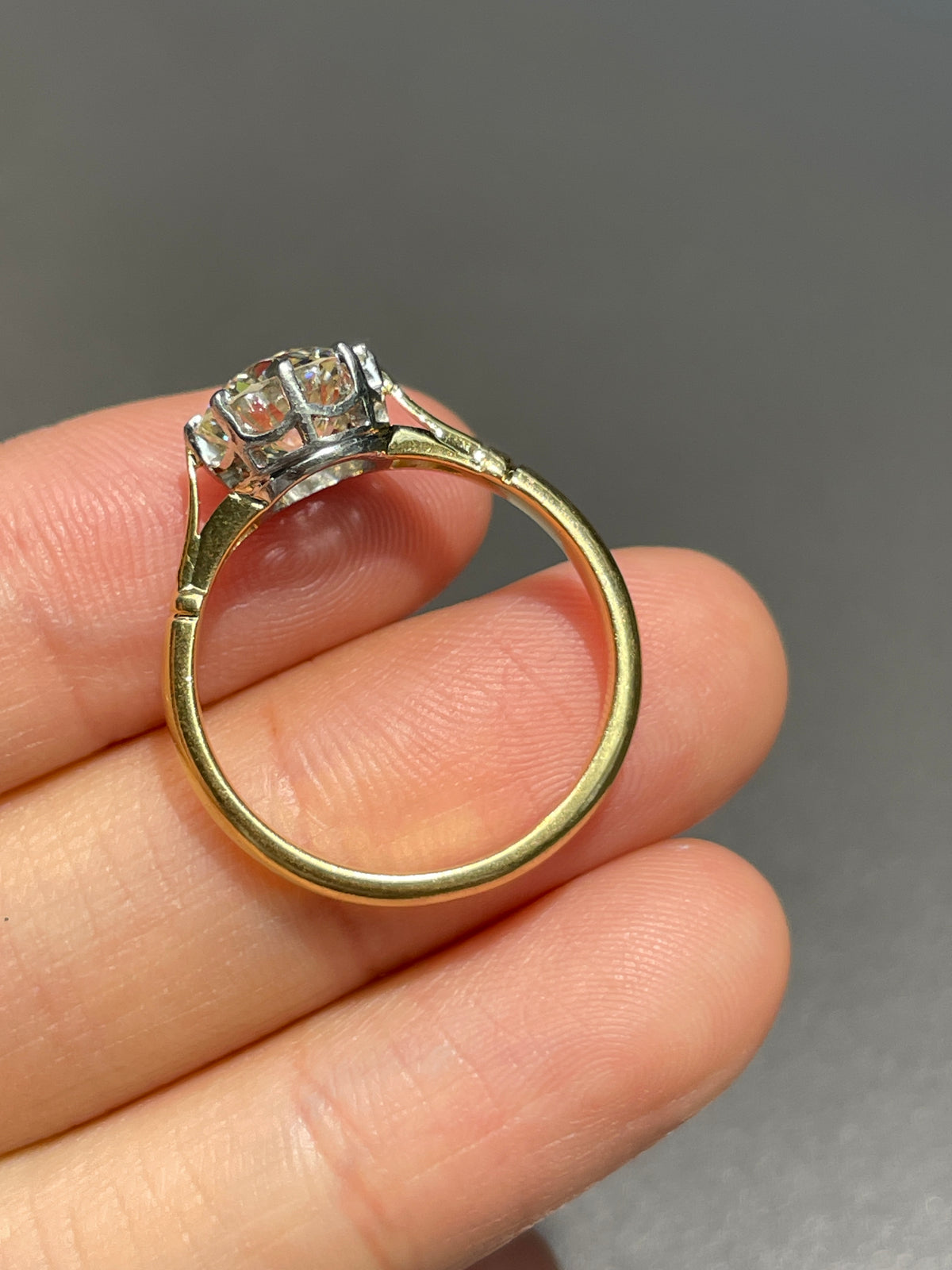 Antique 14K Gold 1.72 CTW Old European Cut Diamond Solitaire Ring