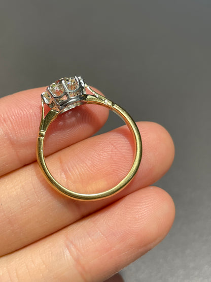 Antique 14K Gold 1.72 CTW Old European Cut Diamond Solitaire Ring