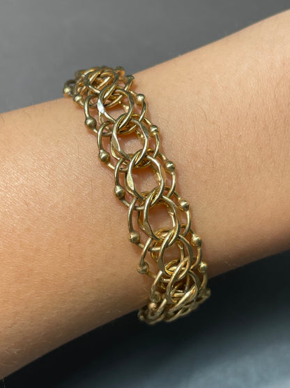 Vintage 14K Yellow Gold Wide Multi-Link Bracelet