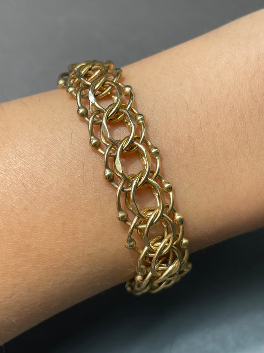 Vintage 14K Yellow Gold Wide Multi-Link Bracelet