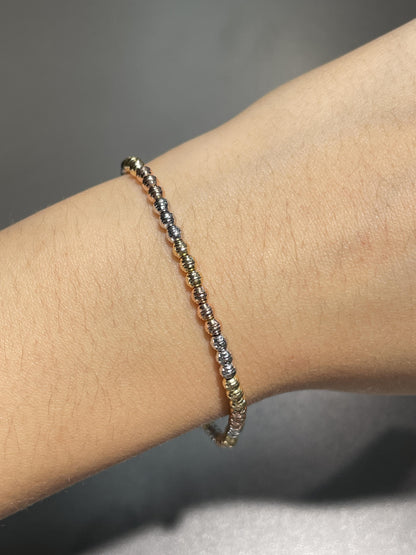 18K Gold Tri-Color Facet Bead Cut Bracelet