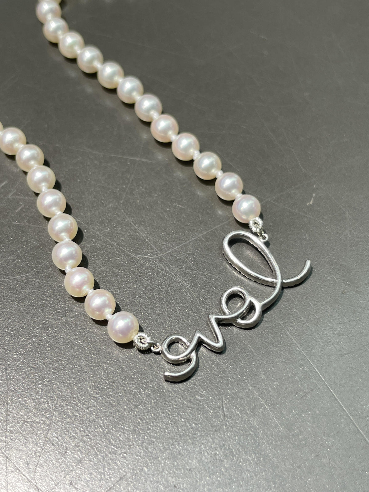 14K Gold Diamond LOVE Akoya Pearl Necklace