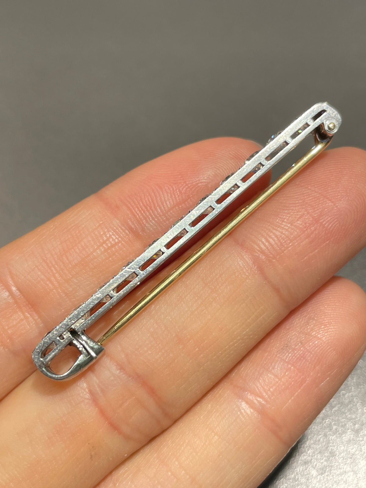 Antique Art Deco Tiffany & Co. 3.30 CTW Old European Cut Diamond Bar Brooch