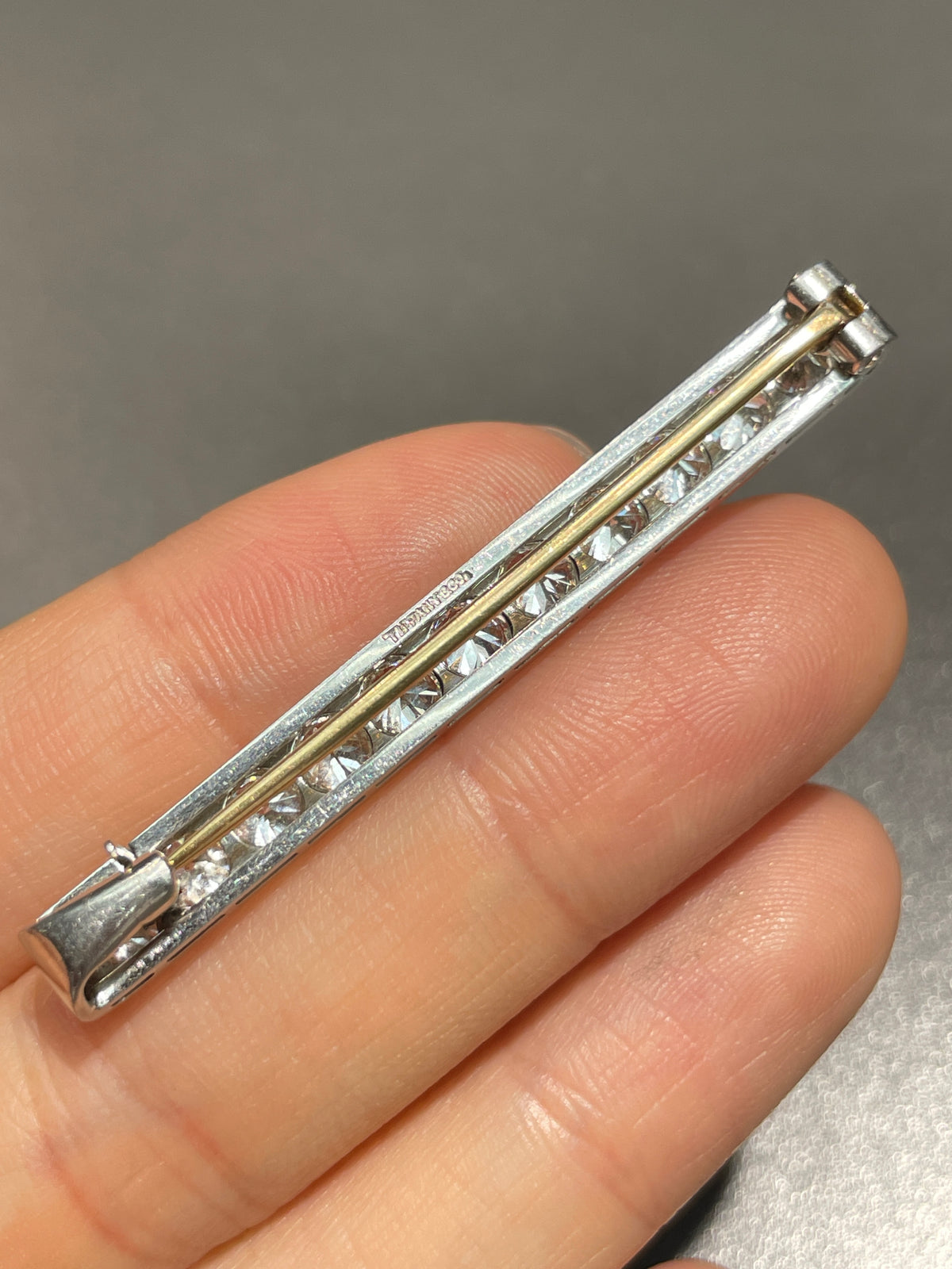 Antique Art Deco Tiffany & Co. 3.30 CTW Old European Cut Diamond Bar Brooch