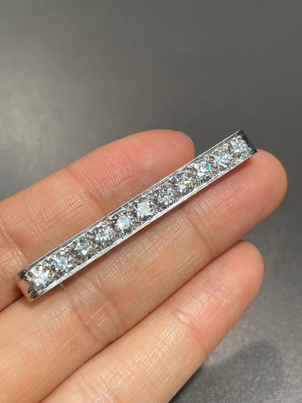 Antique Art Deco Tiffany & Co. 3.30 CTW Old European Cut Diamond Bar Brooch