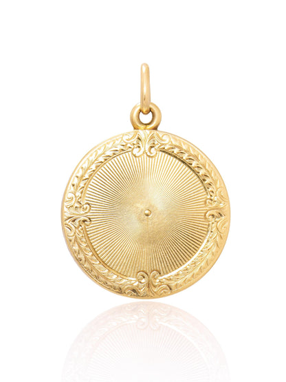 Antique 14K Gold Circle Motif Locket Pendant