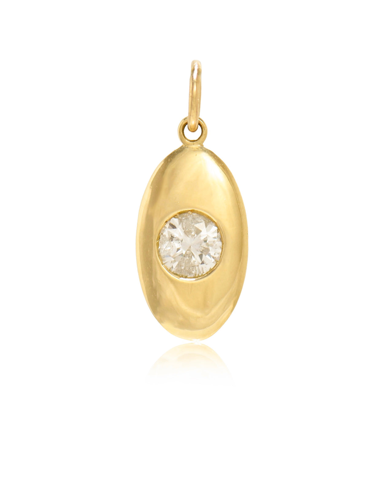 14K Gold 0.50 CTW Diamond Bezel Oval Charm