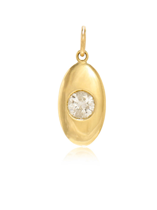 14K Gold 0.50 CTW Diamond Bezel Oval Charm