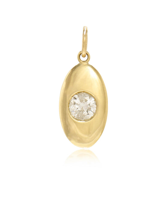 14K Gold 0.50 CTW Diamond Bezel Oval Charm