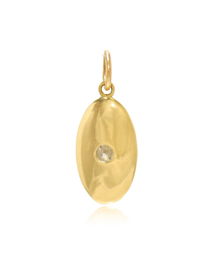 14K Gold 0.50 CTW Diamond Bezel Oval Charm