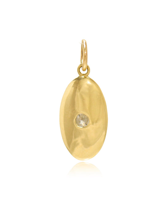 14K Gold 0.50 CTW Diamond Bezel Oval Charm