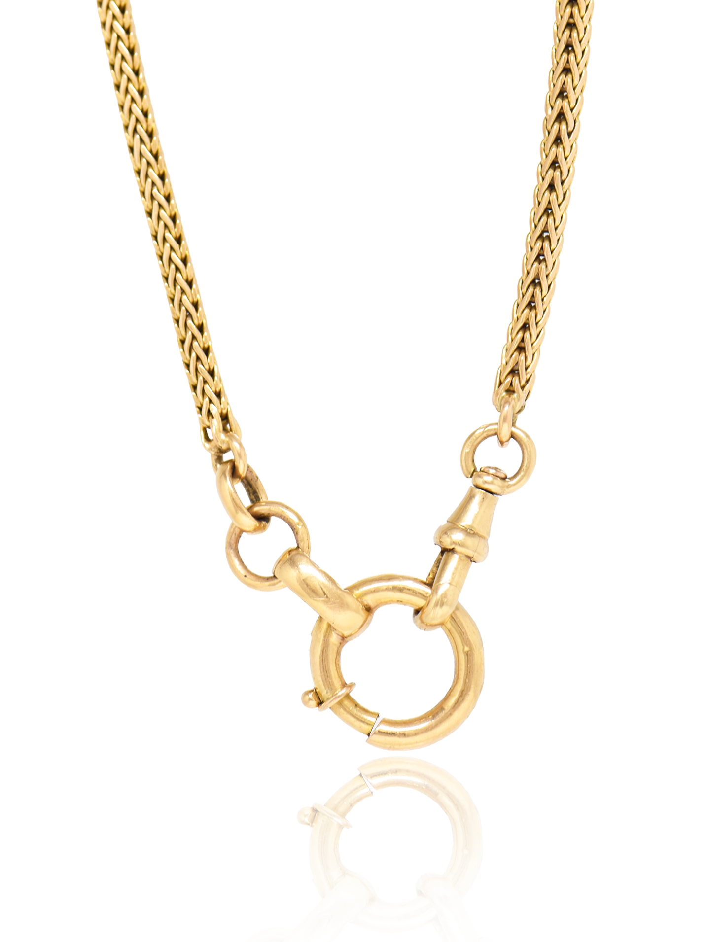 Vintage Portuguese 19K Gold Foxtail Watch Chain Necklace
