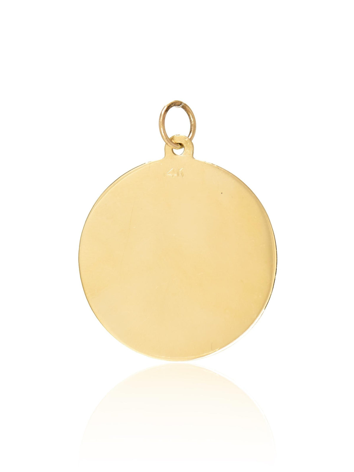 Vintage 14K Gold Large Circle Engraving Charm