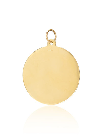 Vintage 14K Gold Large Circle Engraving Charm
