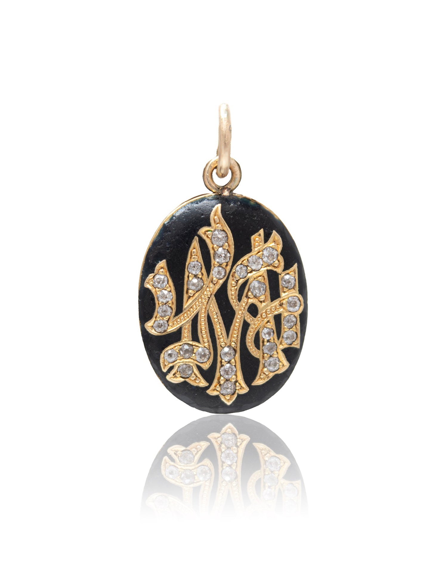 Antique J.E. Caldwell 18K Gold Diamond "M" Monogram Charm