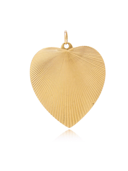Vintage 14K Gold Large Engine Turned Heart Charm