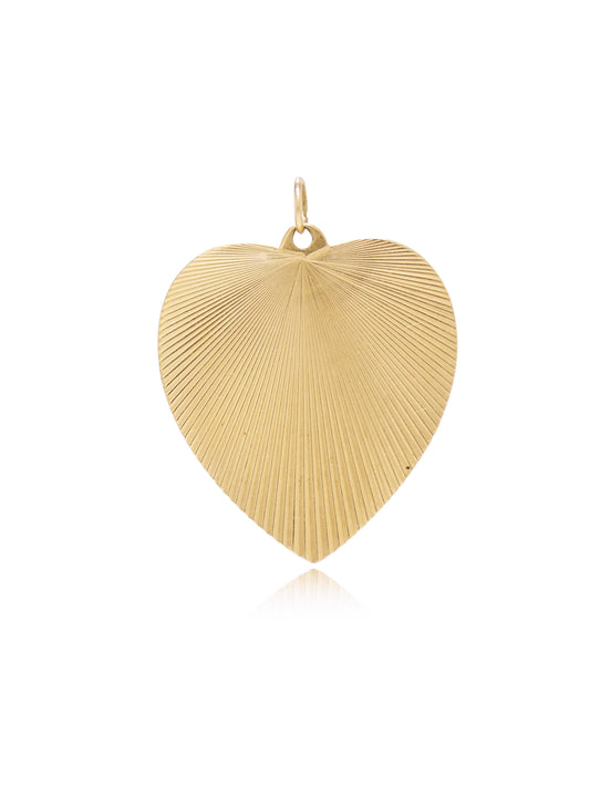 Vintage 14K Gold Large Engine Turned Heart Charm