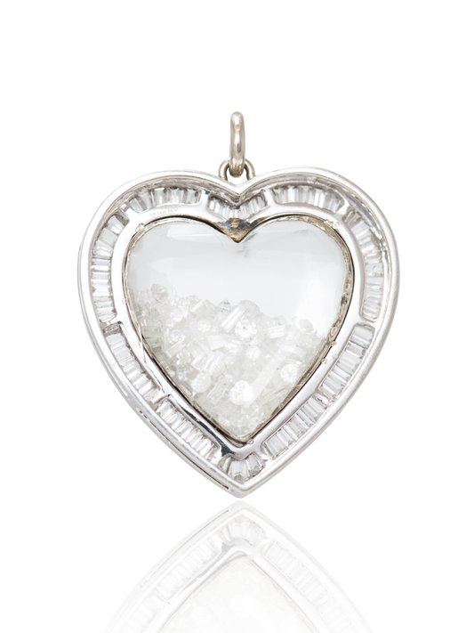Vintage 18K Gold 5.6 CTW Diamond Heart Shaker Pendant