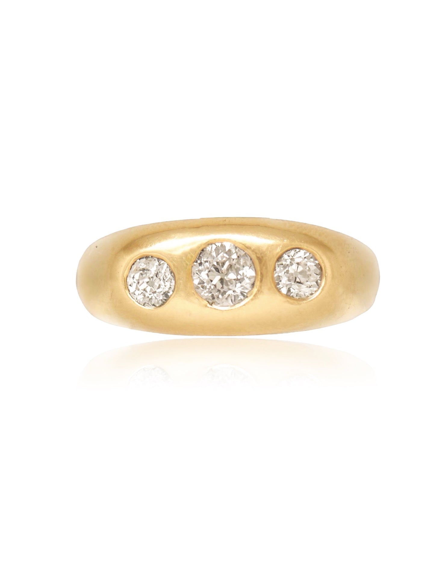 Vintage 14K Gold 0.80 CTW Three Stone Diamond Gypsy Ring