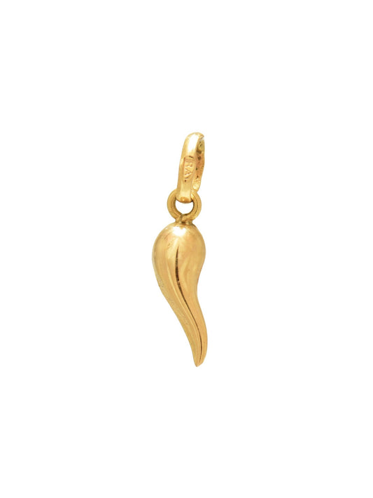 Vintage 18K Gold Miniature Puffy Cornicello Horn Charm