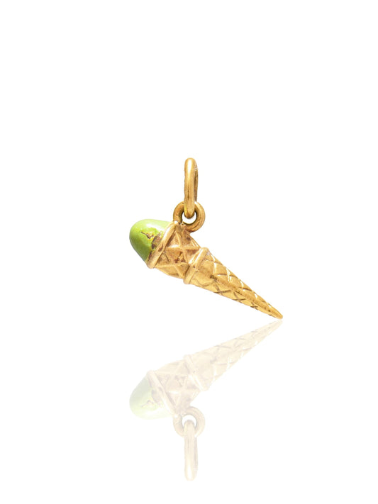 Vintage 14K Gold Enamel Ice Cream Charm